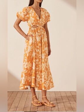 Shona Joy Mirella Drawstring Midi dress US size 4
